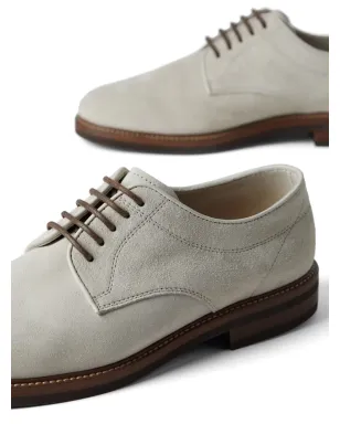 Brunello Cucinelli パネルド・スエード ダービーシューズ（ニュートラル系） - サムネイル4
