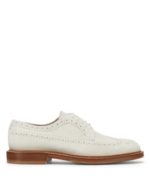 Brunello Cucinelli パンチング装飾入りスエード ダービーシューズ ホワイト - サムネイル1