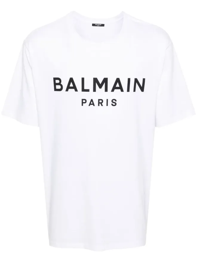 BALMAIN Balmain ロゴプリント コットン Tシャツ - ホワイトの商品画像