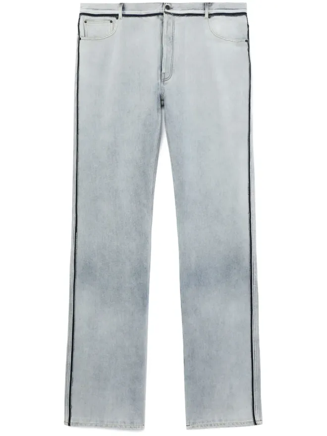 Maison Margiela Maison Margiela コントラストボーダー・ストレートレッグ・デニムパンツ ブルーの商品画像