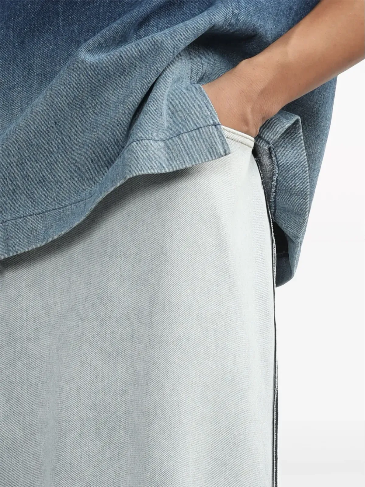 Maison Margiela コントラストボーダー・ストレートレッグ・デニムパンツ ブルー - 画像5