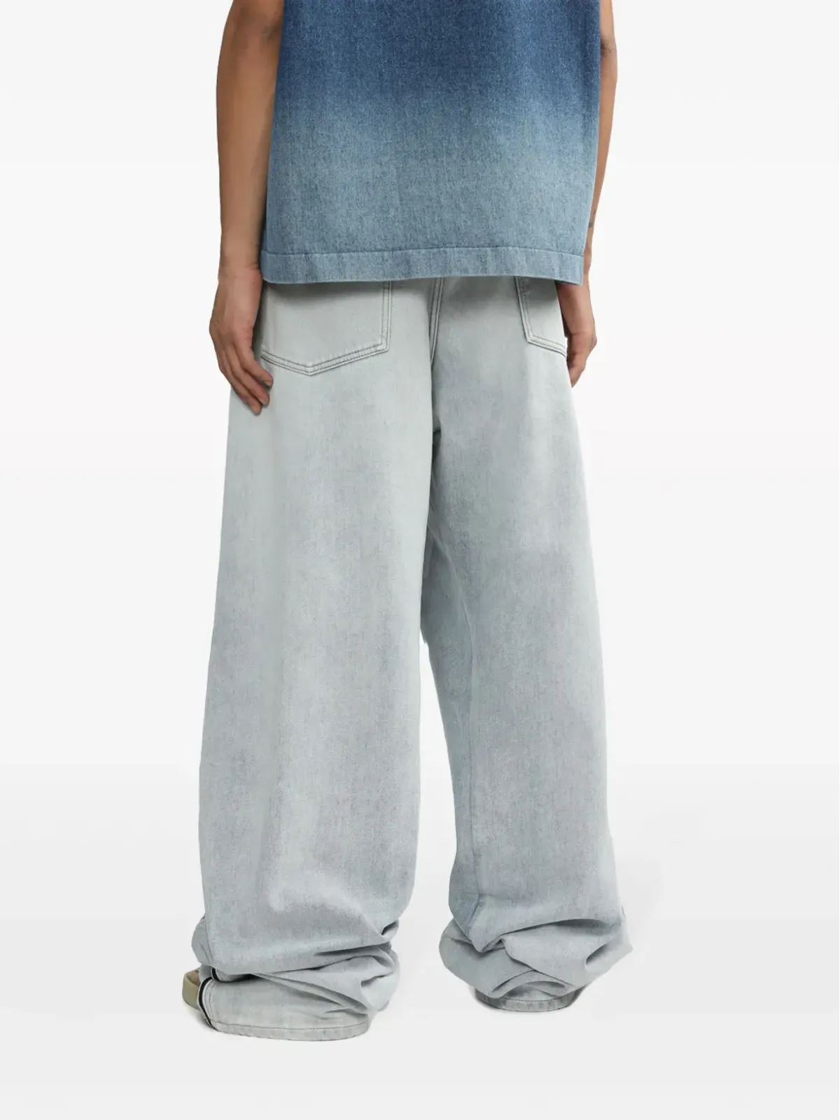 Maison Margiela コントラストボーダー・ストレートレッグ・デニムパンツ ブルー - 画像4
