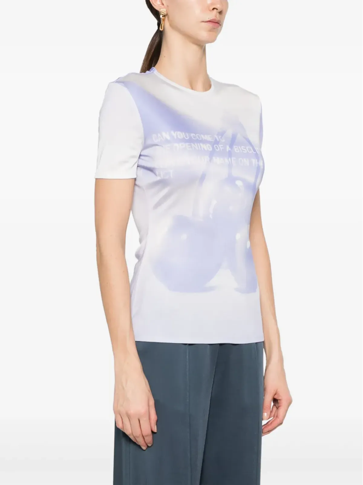 Jil Sander グラフィックプリント ジャージーTシャツ ブルー - 画像3