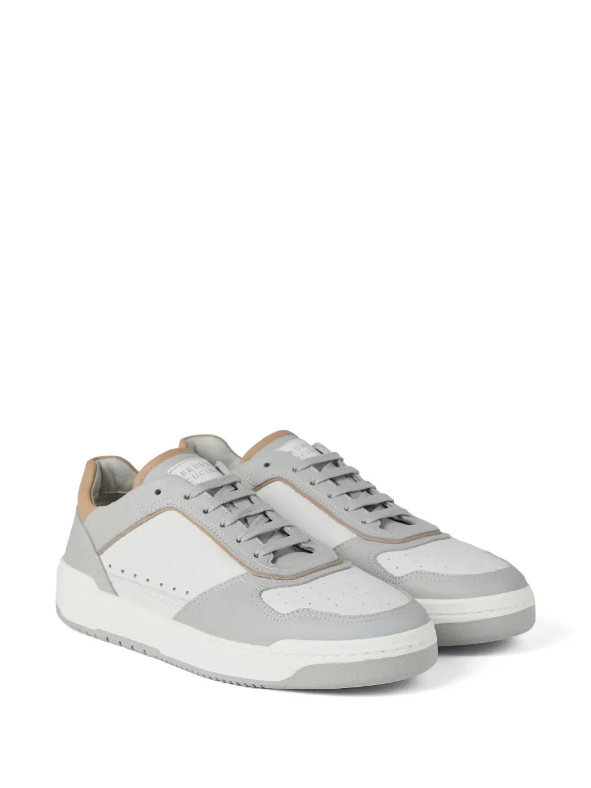 Brunello Cucinelli ロゴパッチ レザー スニーカー - ホワイト - 画像2