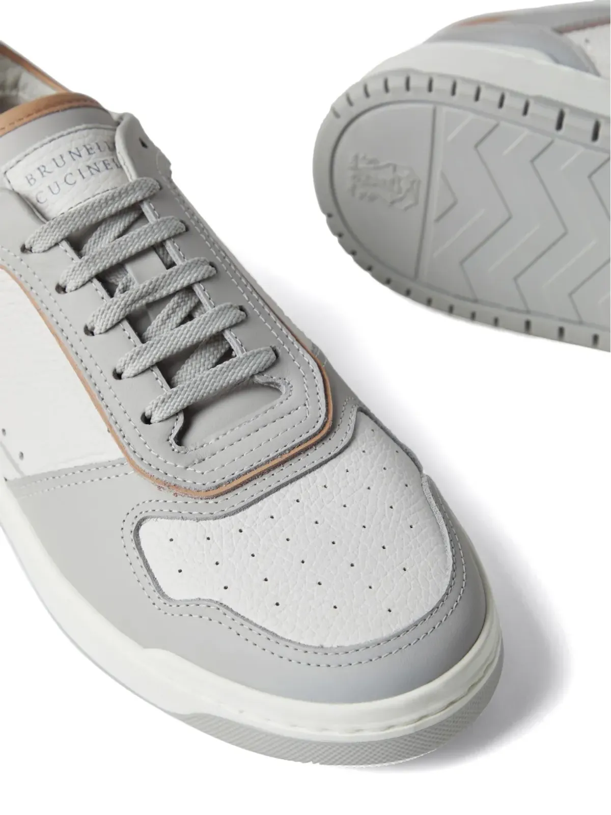 Brunello Cucinelli ロゴパッチ レザー スニーカー - ホワイト - 画像4