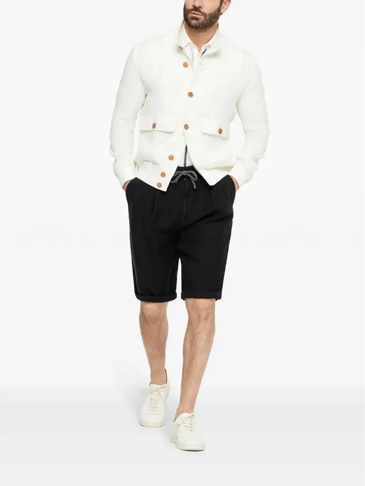 Brunello Cucinelli ドローコード付きトラックショーツ ブラック - 画像2