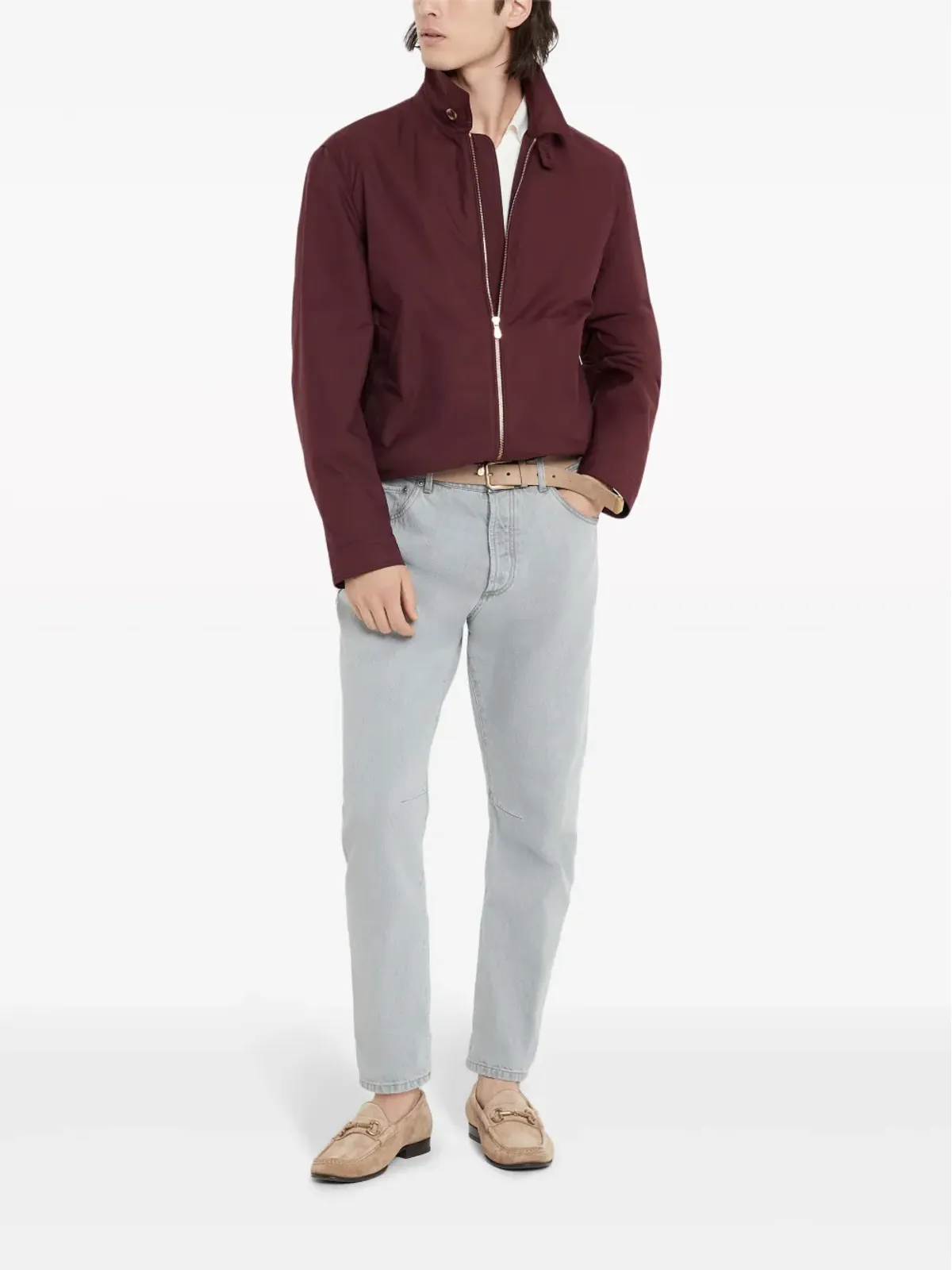 Brunello Cucinelli ポロシャツ コットン ポインテッドフラットカラー ホワイト - 画像2