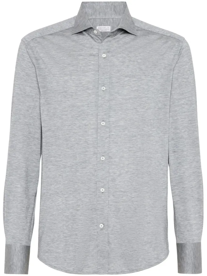Brunello Cucinelli Brunello Cucinelli シルクコットン混紡 ボタンアップシャツ - グレーの商品画像