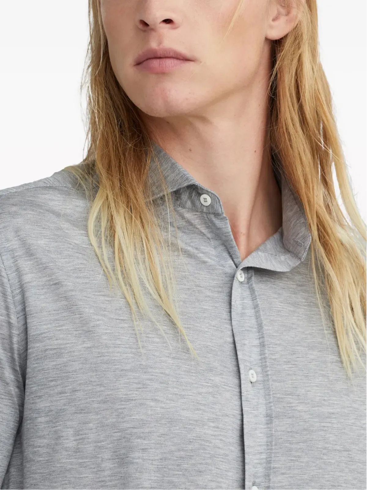 Brunello Cucinelli シルクコットン混紡 ボタンアップシャツ - グレー - 画像5