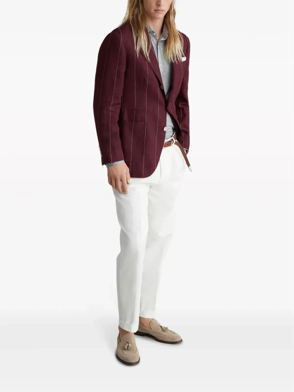 Brunello Cucinelli シルクコットン混紡 ボタンアップシャツ - グレー - 画像2