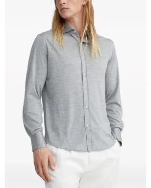 Brunello Cucinelli シルクコットン混紡 ボタンアップシャツ - グレー - サムネイル3