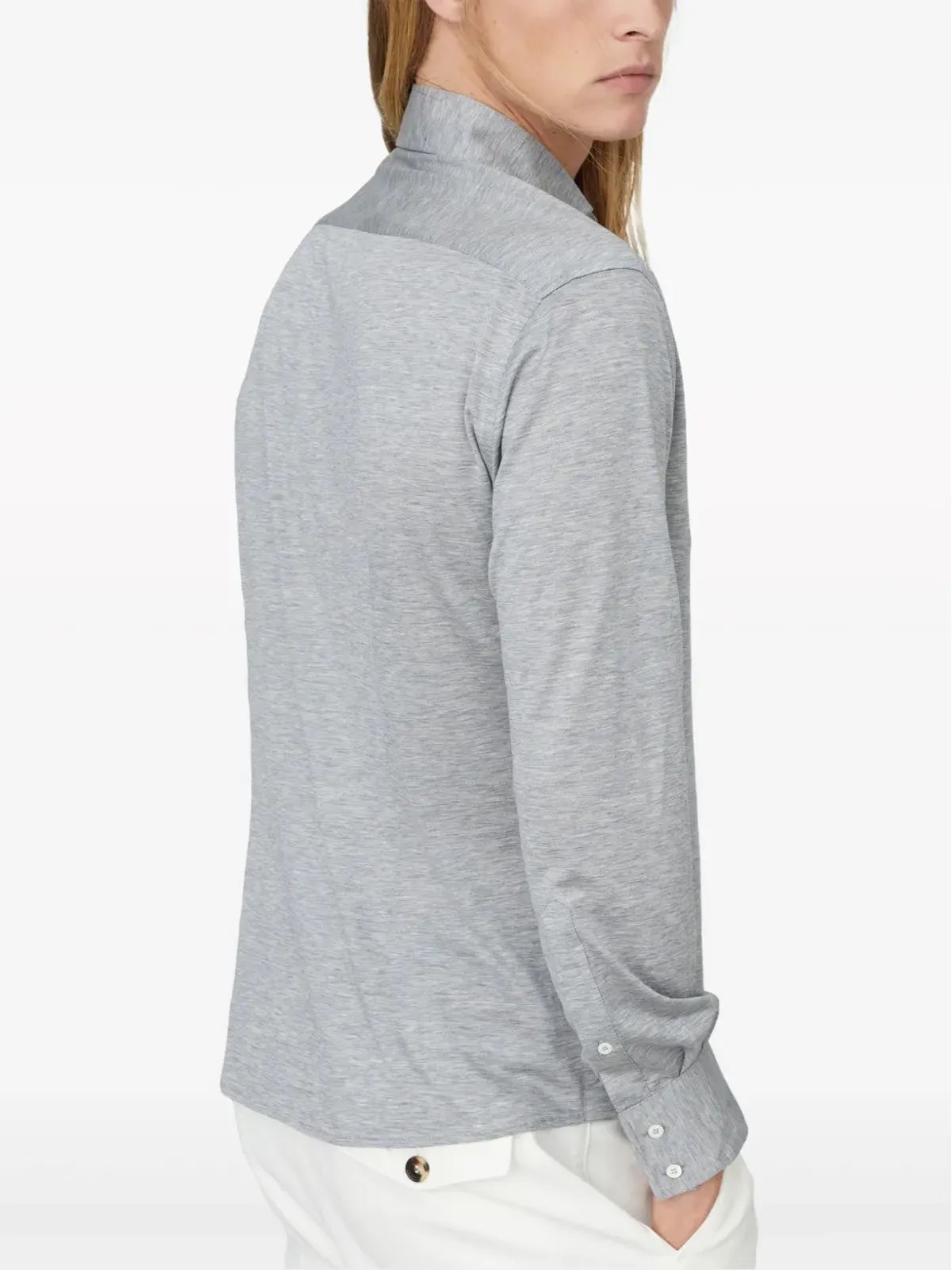 Brunello Cucinelli シルクコットン混紡 ボタンアップシャツ - グレー - 画像4
