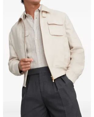 Brunello Cucinelli スプレッドカラー ボンバージャケット - ニュートラルカラー - サムネイル5