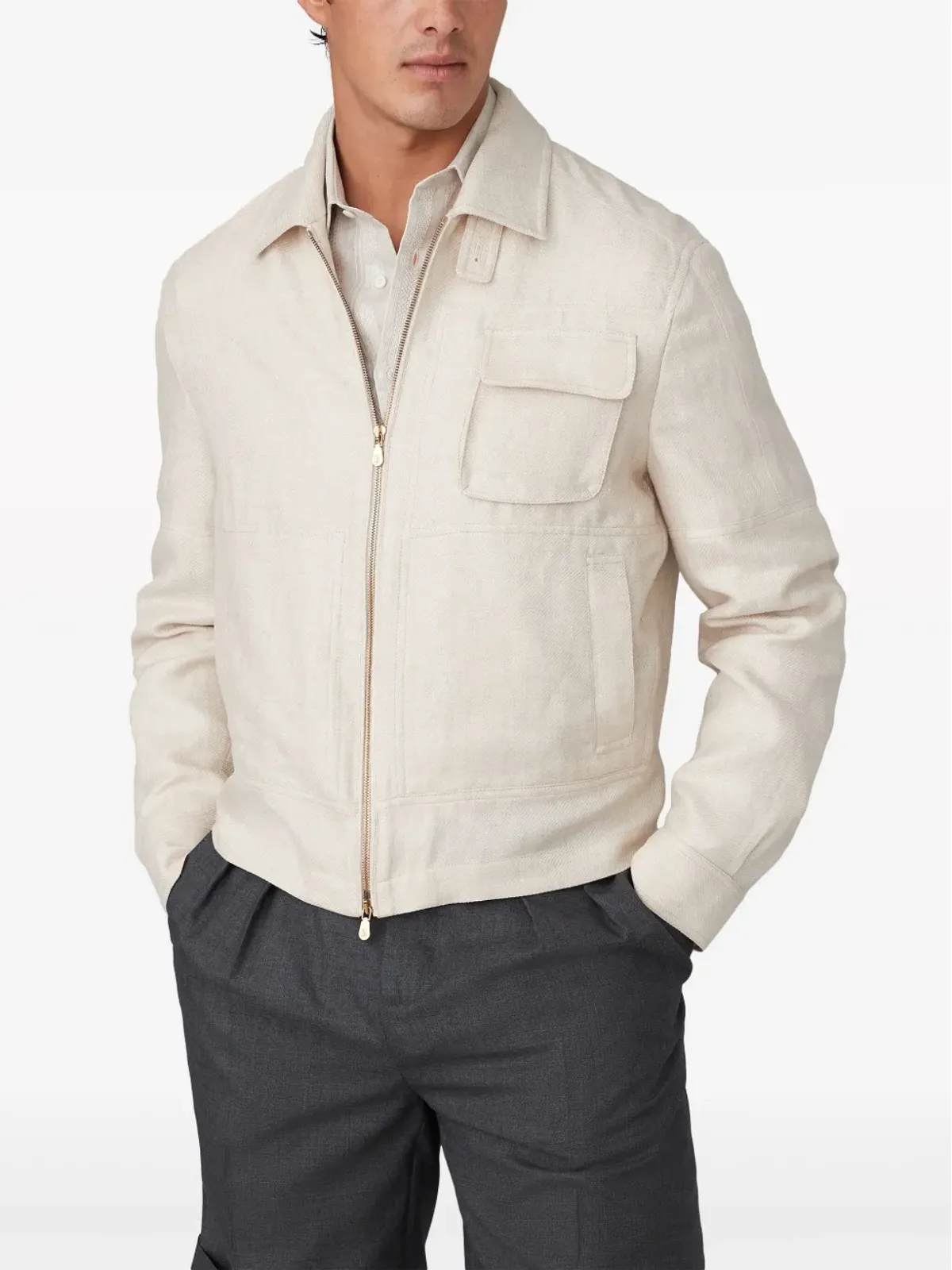 Brunello Cucinelli スプレッドカラー ボンバージャケット - ニュートラルカラー - 画像2