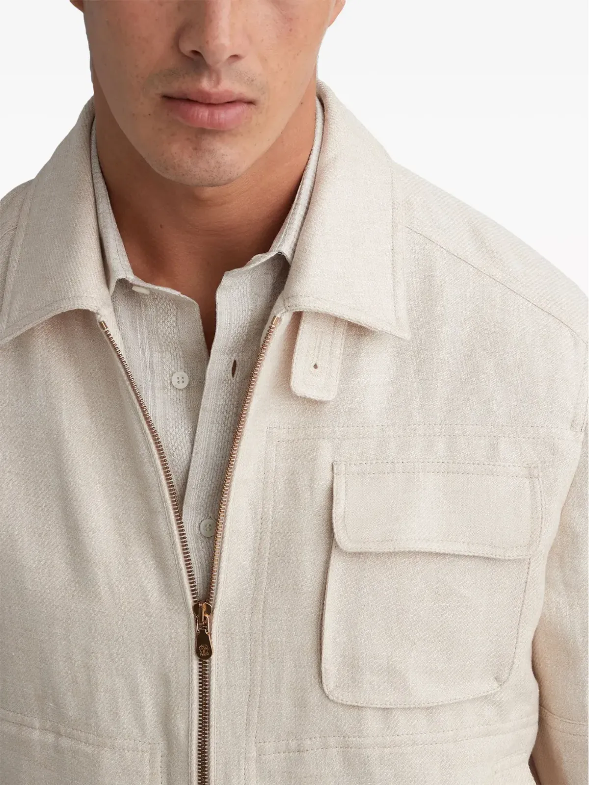 Brunello Cucinelli スプレッドカラー ボンバージャケット - ニュートラルカラー - 画像4