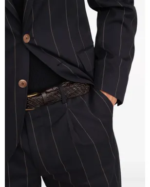 Brunello Cucinelli 編み込みデザイン レザー ベルト - ブラウン - サムネイル4