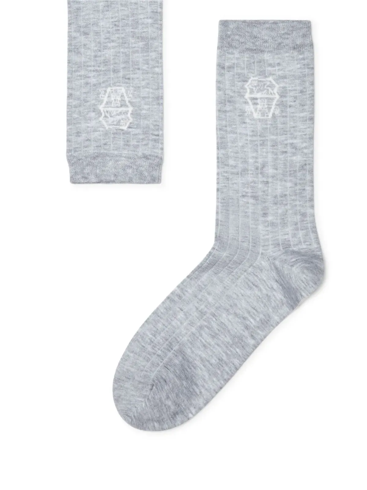 Brunello Cucinelli インターシャロゴ入りニットソックス - 画像3
