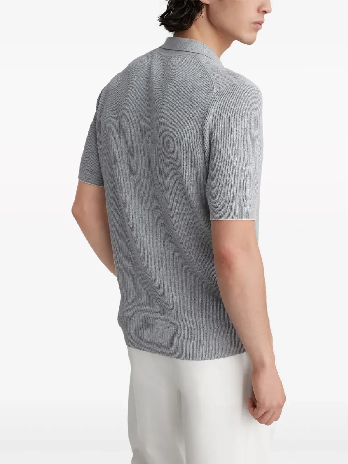 Brunello Cucinelli リブ編みポロジャンパー - 画像3