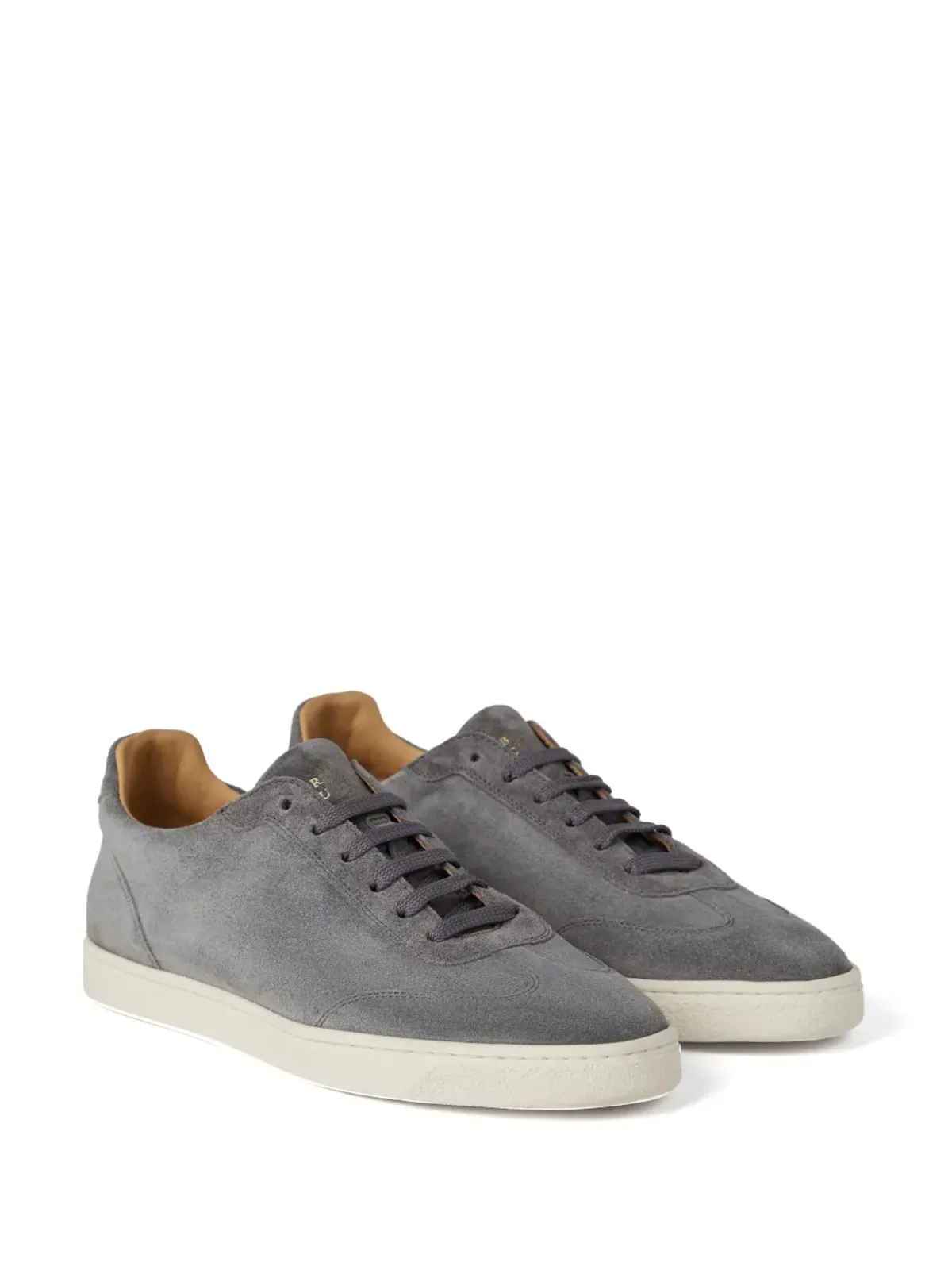 Brunello Cucinelli ロゴプリント スエードスニーカー グレー - 画像2