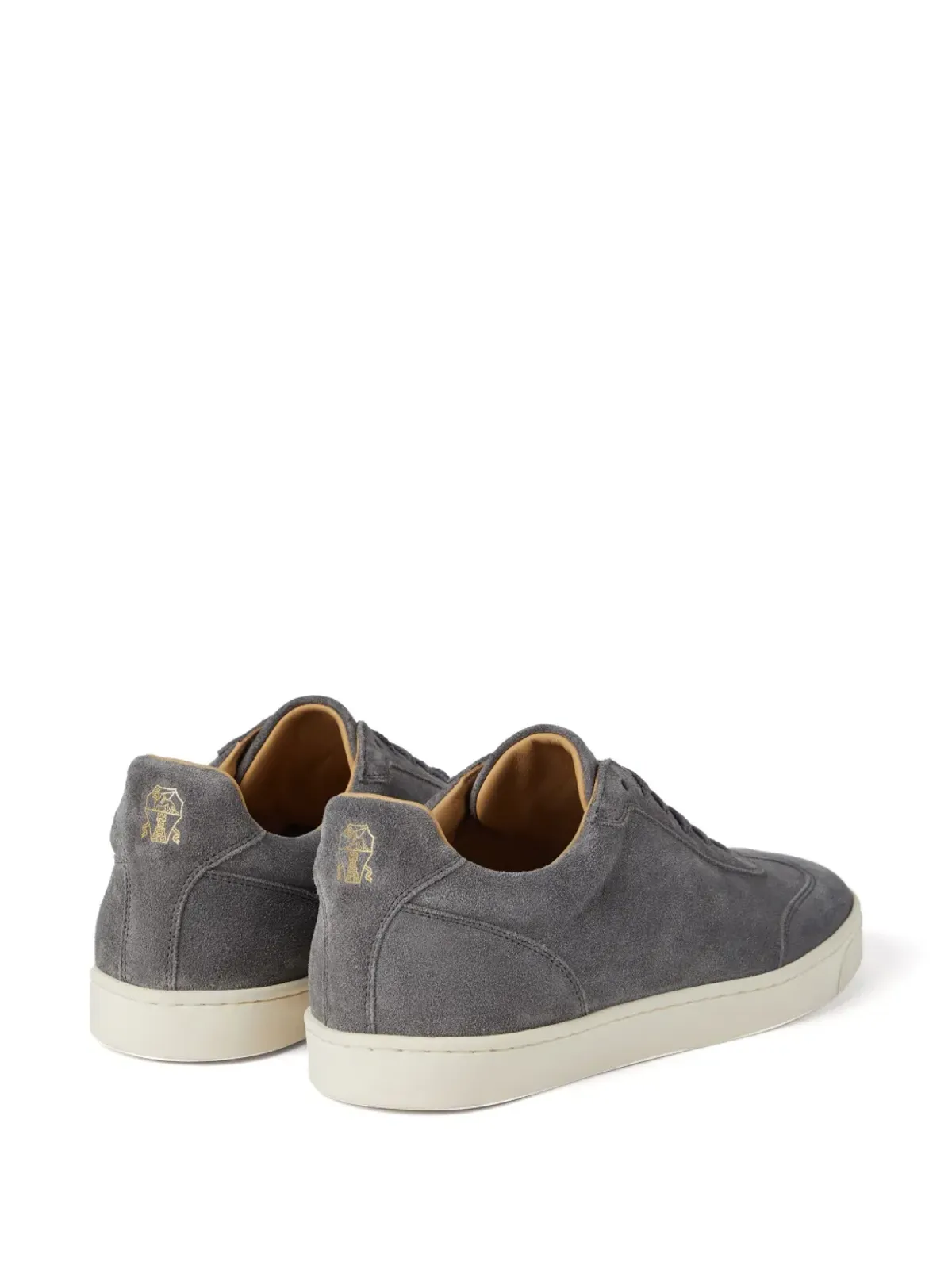 Brunello Cucinelli ロゴプリント スエードスニーカー グレー - 画像3
