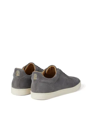 Brunello Cucinelli ロゴプリント スエードスニーカー グレー - サムネイル3