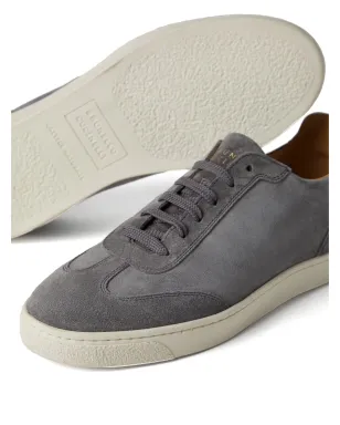 Brunello Cucinelli ロゴプリント スエードスニーカー グレー - サムネイル4