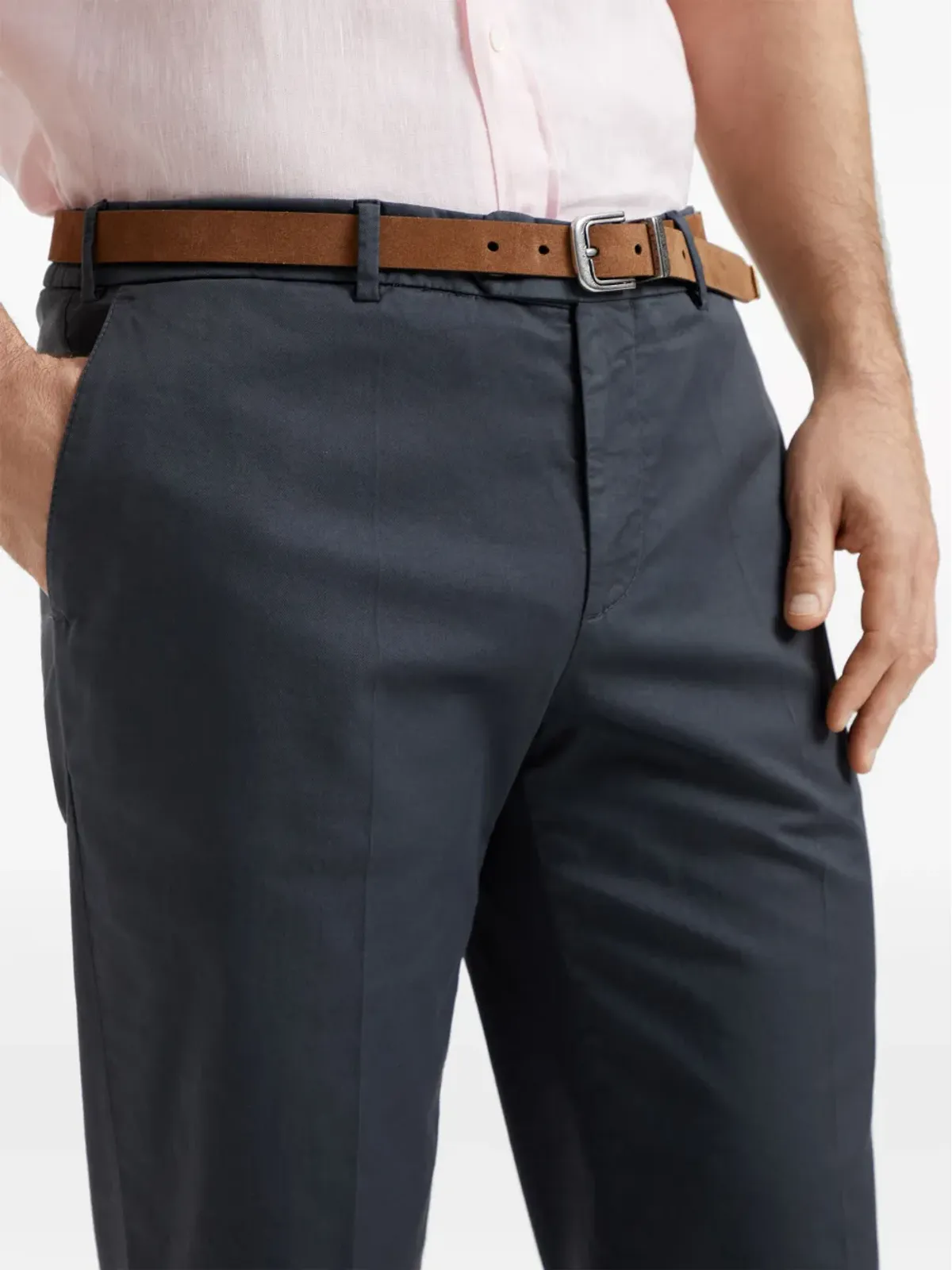 Brunello Cucinelli ストレートレッグ コットン混紡パンツ ブルー - 画像5