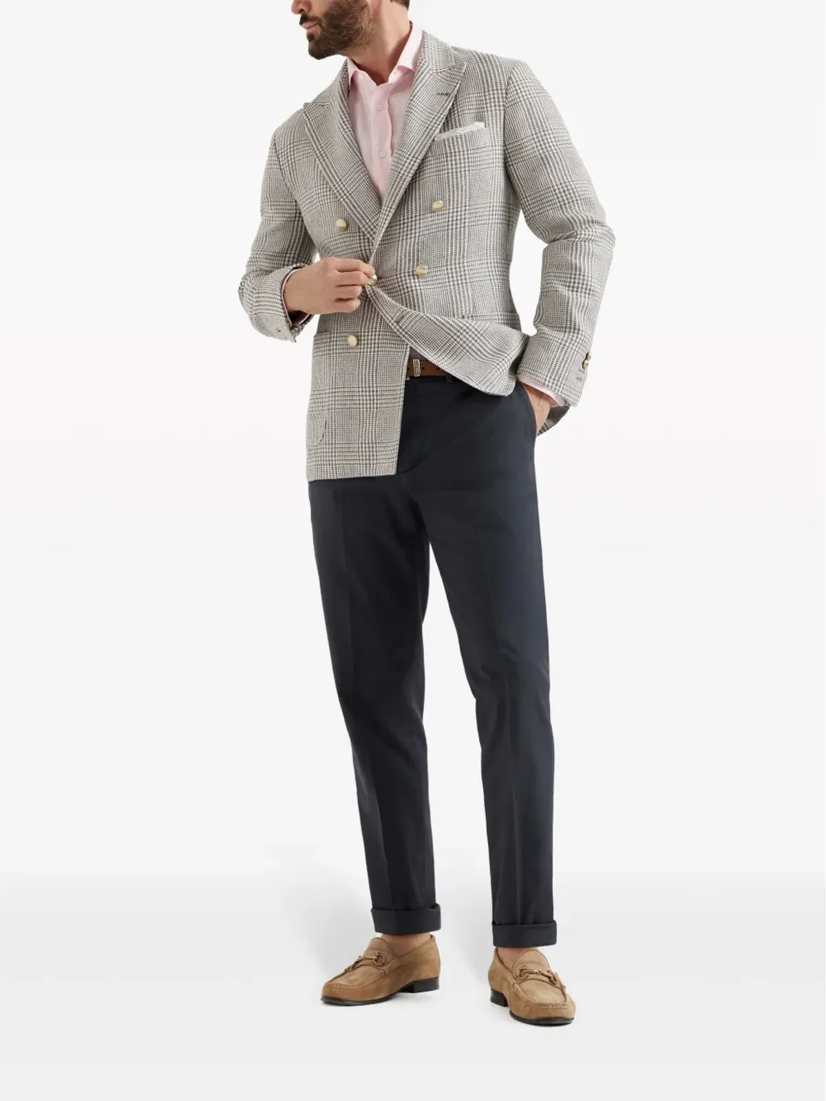 Brunello Cucinelli ストレートレッグ コットン混紡パンツ ブルー - 画像2