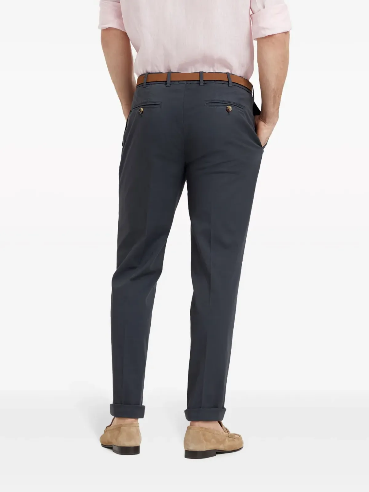 Brunello Cucinelli ストレートレッグ コットン混紡パンツ ブルー - 画像4