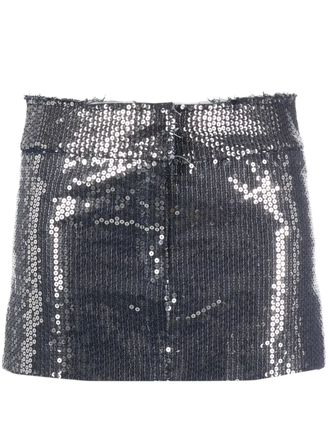 NISSA NISSA スパンコール装飾ミニスカート - シルバーの商品画像