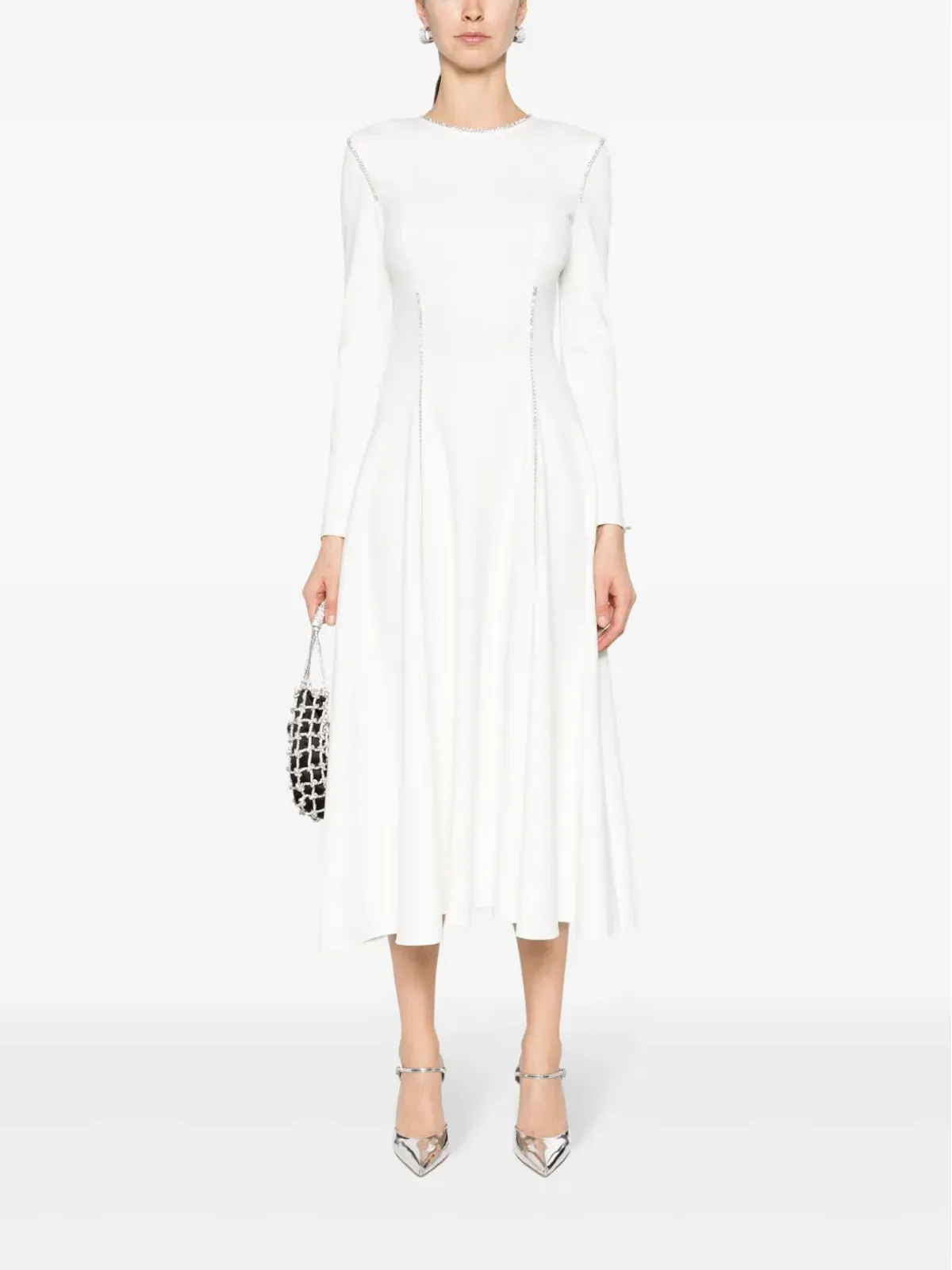 NISSA クリスタルエンブリッシュド ロングスリーブドレス - 画像2