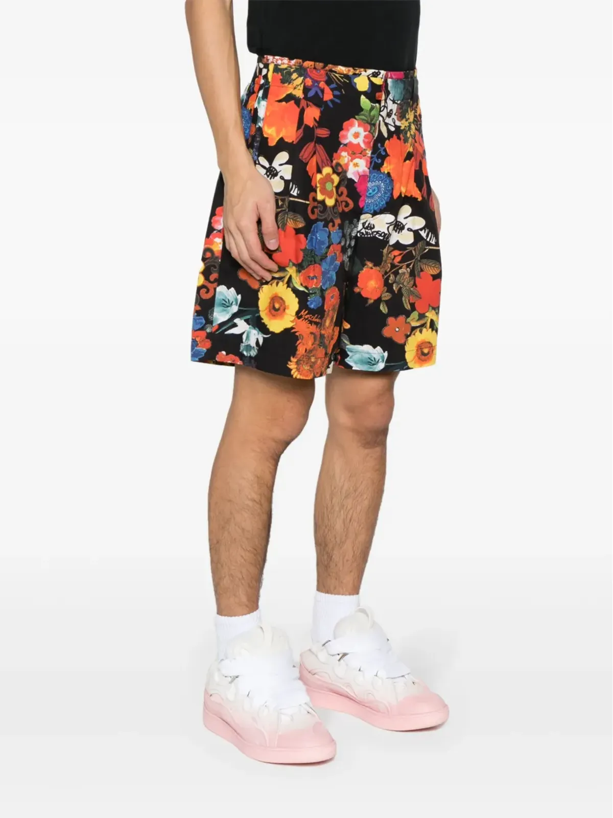 Moschino 全面花柄プリーツショーツ - ブラック - 画像3
