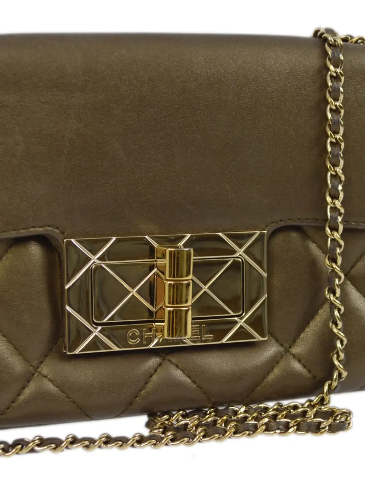 CHANEL ビンテージ 2005年 ダブルチェーン ショルダーバッグ ブラウン - 画像3