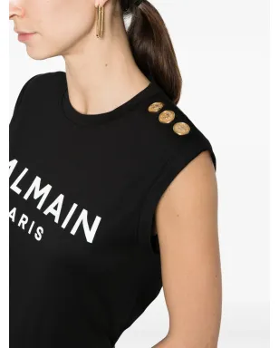 Balmain ロゴプリント コットン タンクトップ ブラック - サムネイル5