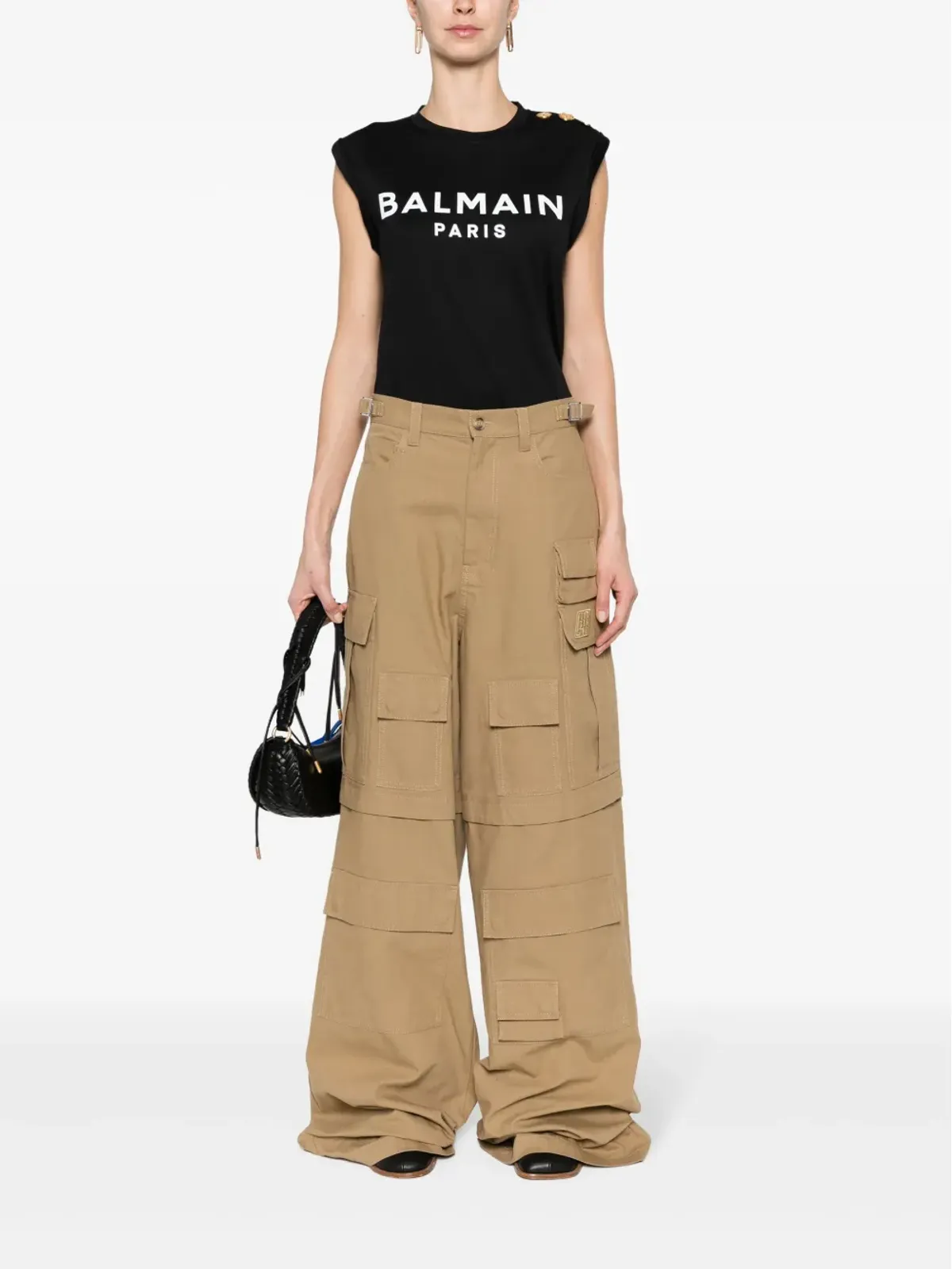 Balmain ロゴプリント コットン タンクトップ ブラック - 画像2