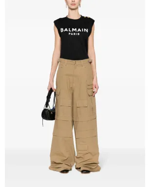 Balmain ロゴプリント コットン タンクトップ ブラック - サムネイル2