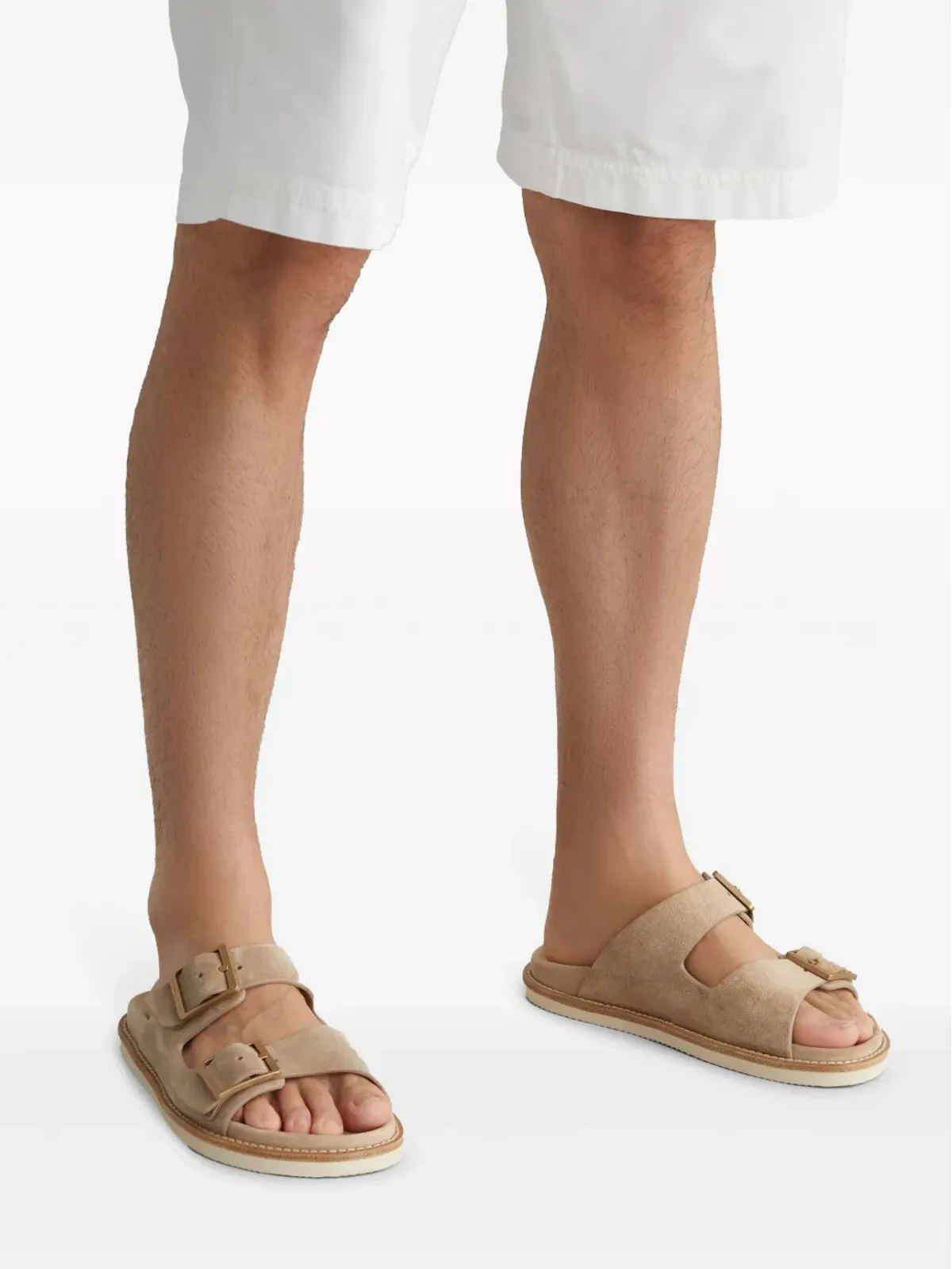 Brunello Cucinelli ダブルバックル スエード サンダル - ナチュラル - 画像5