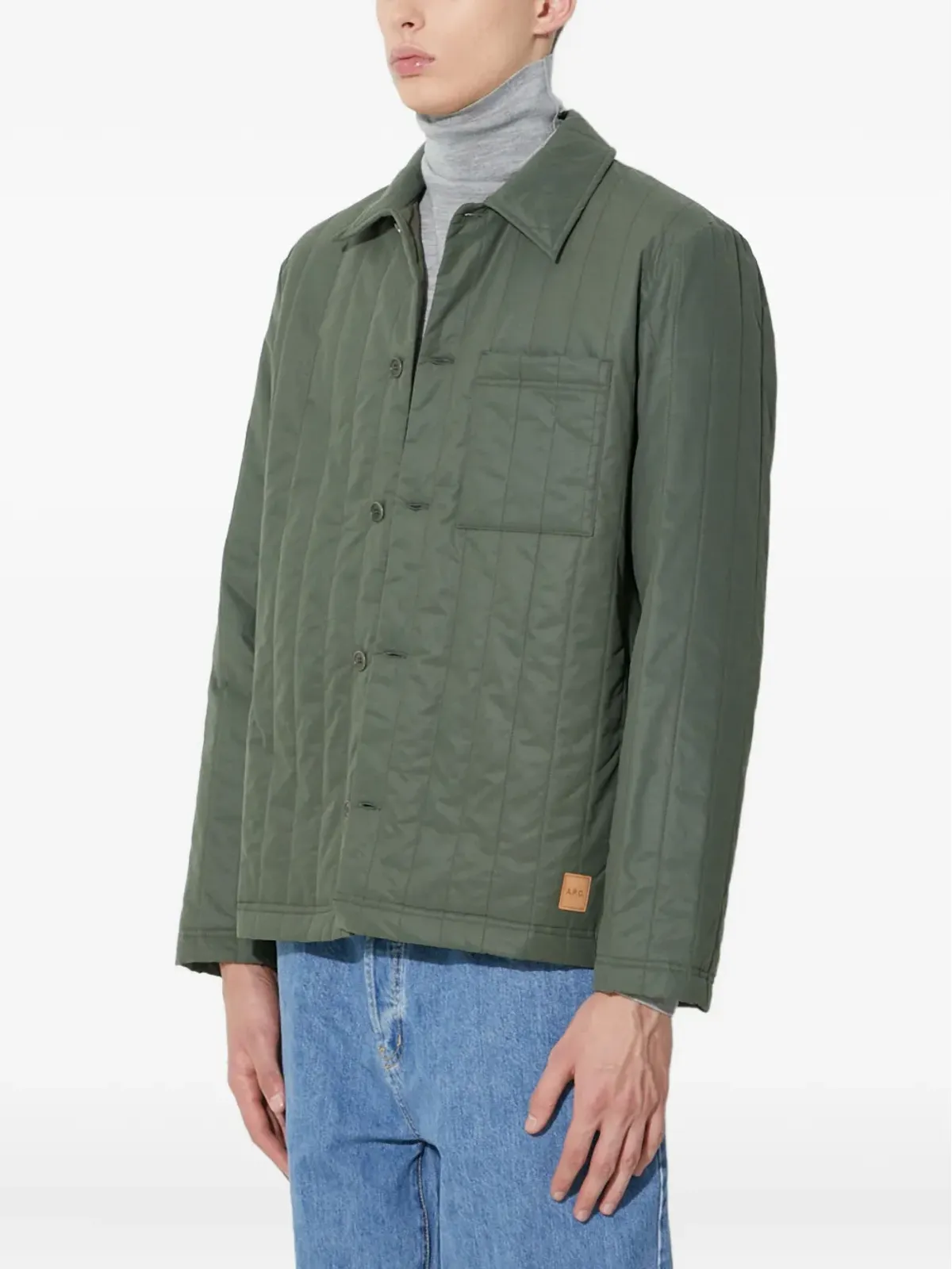 A.P.C. キルテッドパネルドジャケット グリーン - 画像3