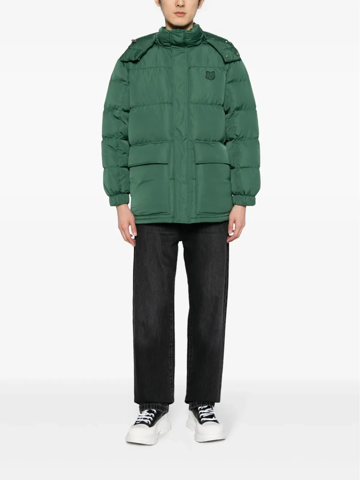 Maison Kitsuné Foxパッチ フード付きダウンコート - グリーン - 画像2