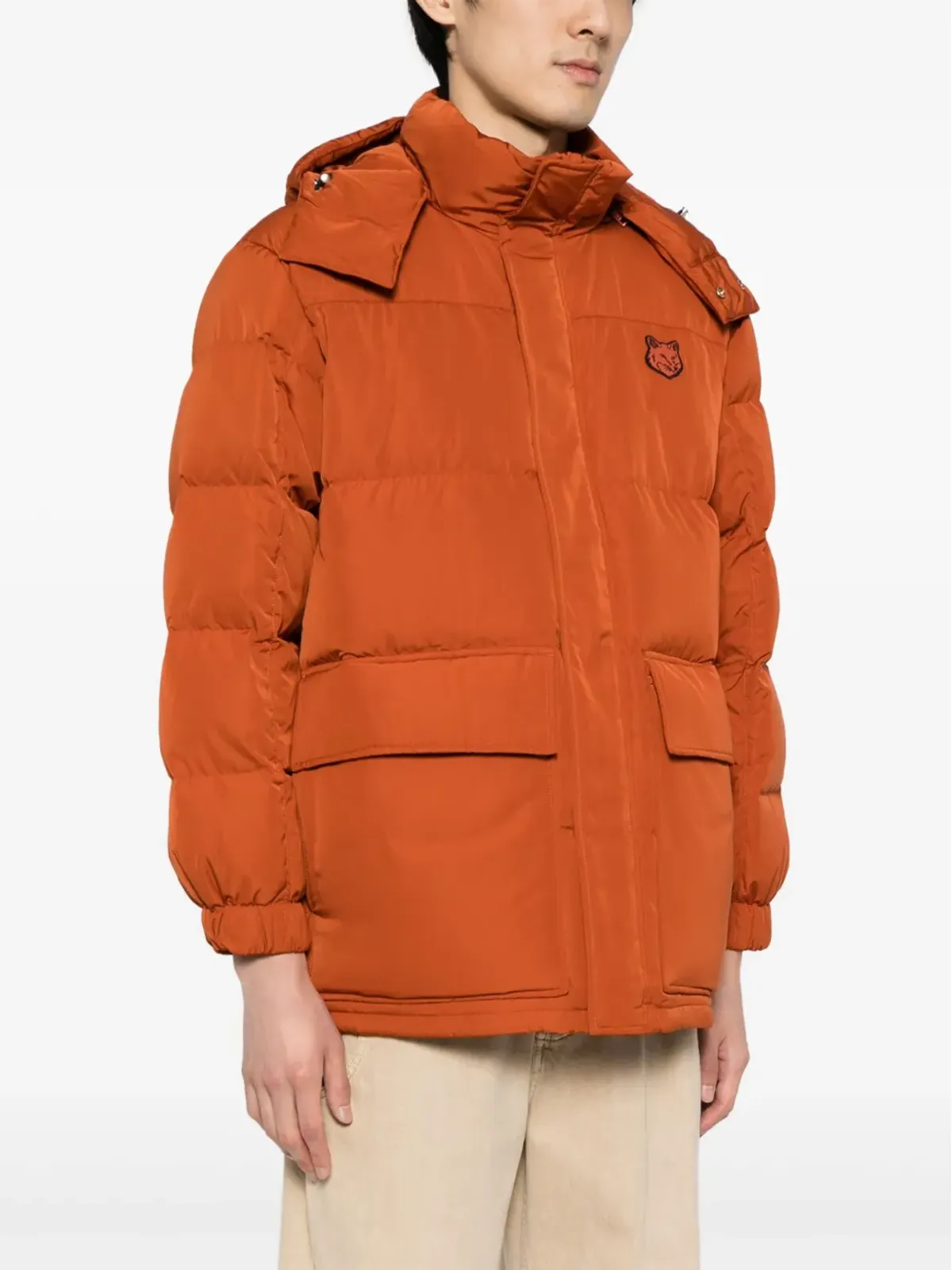 Maison Kitsuné Chillax Foxモチーフ パディッドコート - オレンジ - 画像3