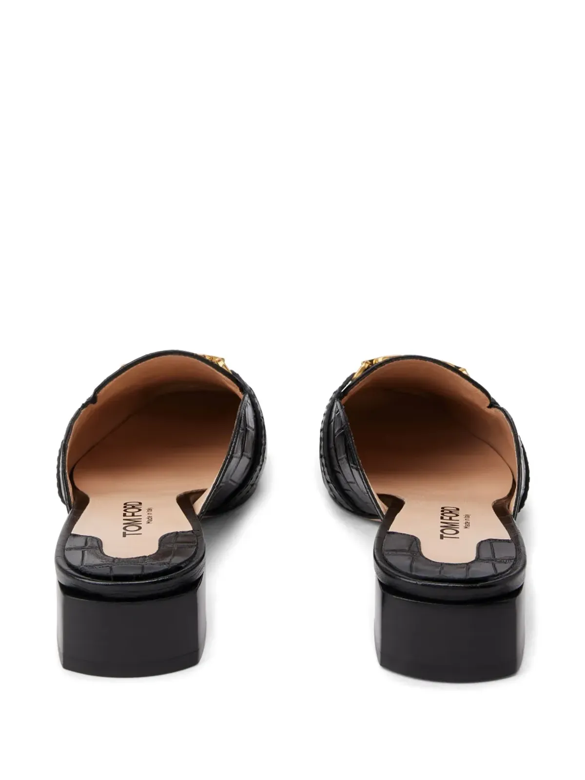 TOM FORD Whitney クロコダイル型押しレザー ミュール - ブラック - 画像3