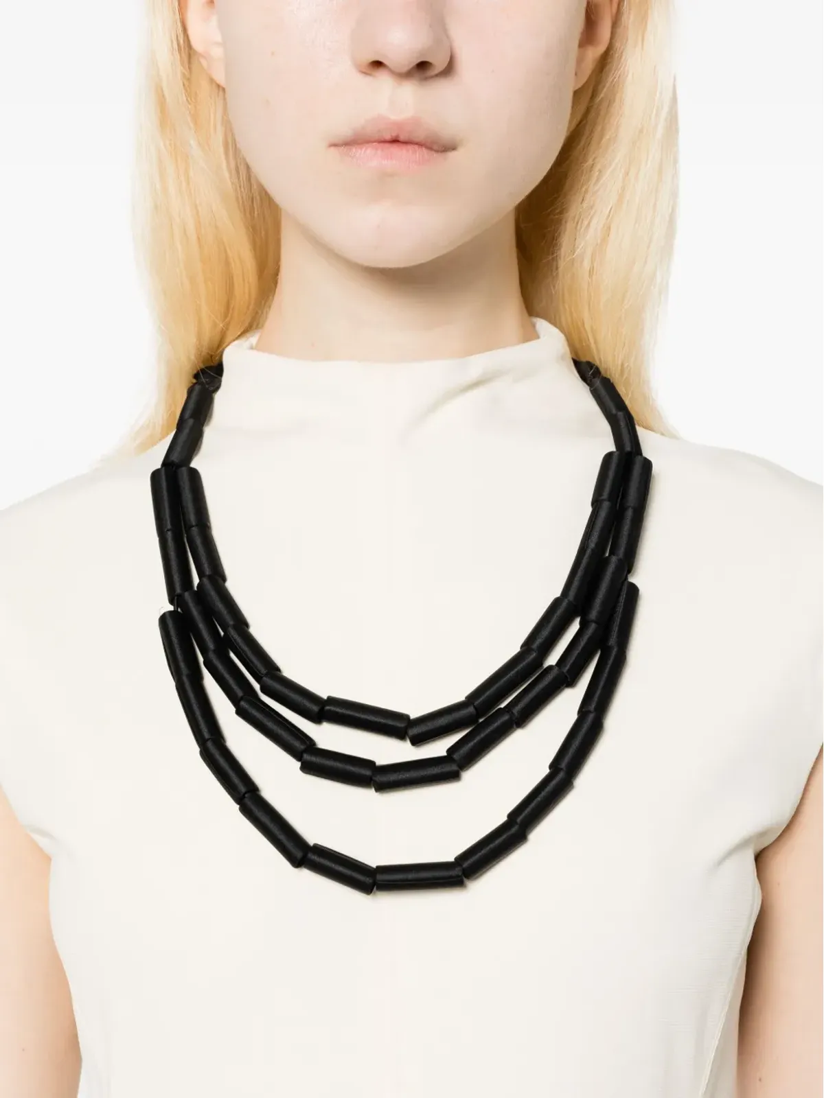 Prada ビンテージ 2000年代 トリプルストラップ シルク ネックレス - ブラック - 画像2