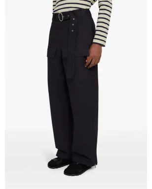 Jil Sander ベルテッド ワイドレッグ パンツ ブルー - サムネイル4