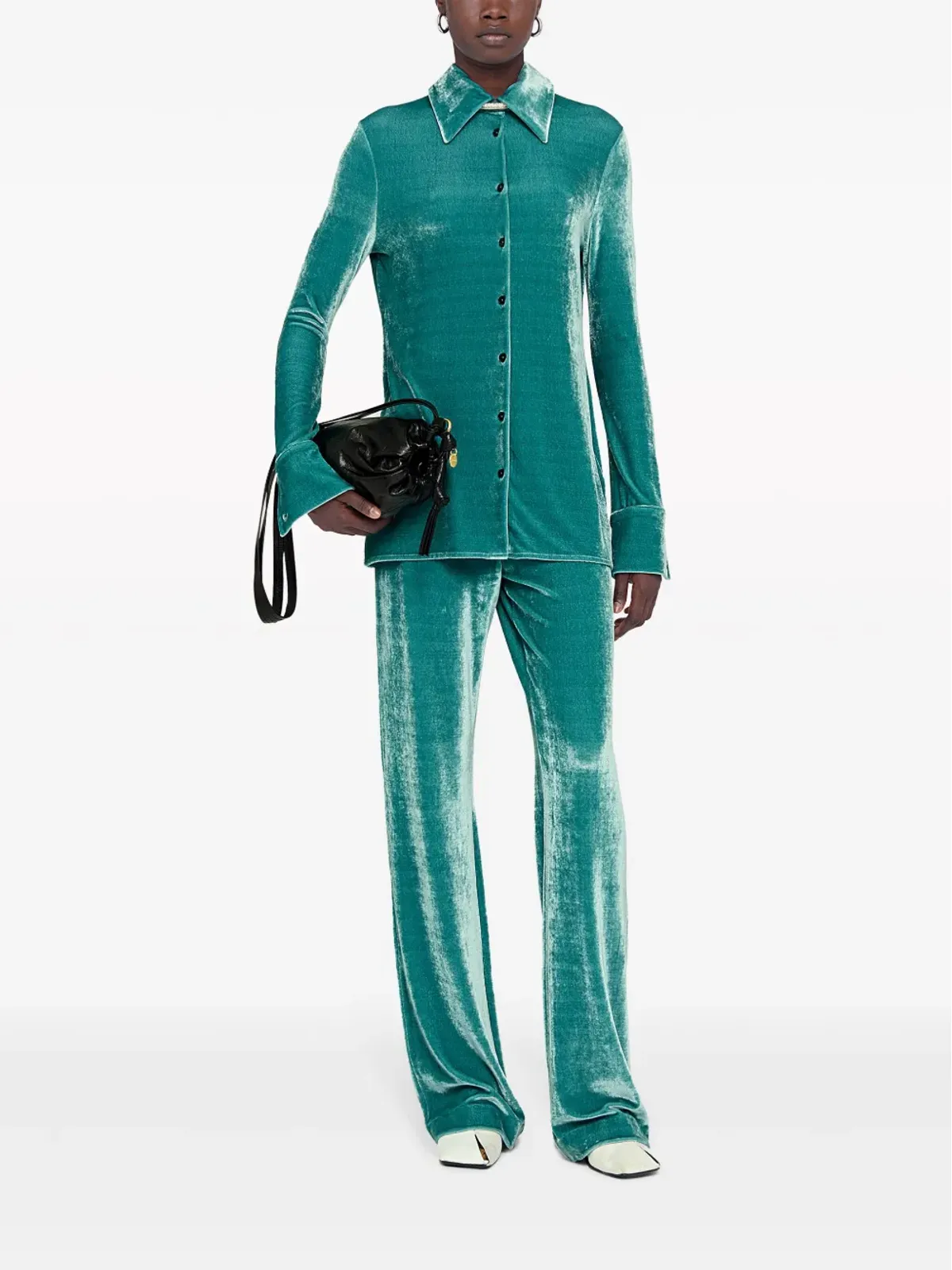 Jil Sander ベルベットストレートレッグパンツ - 画像2