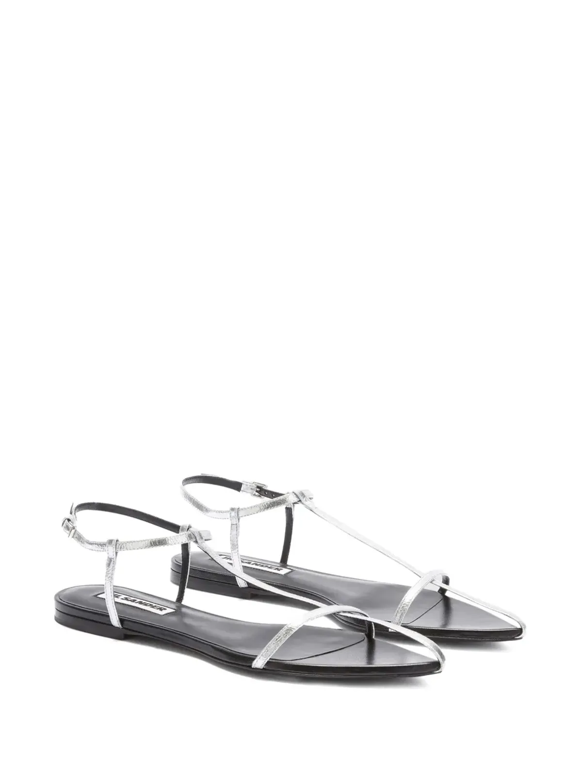 Jil Sander ポインテッドオープントゥ レザー サンダル - グレー - 画像2