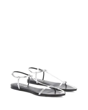 Jil Sander ポインテッドオープントゥ レザー サンダル - グレー - サムネイル2