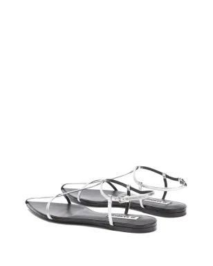Jil Sander ポインテッドオープントゥ レザー サンダル - グレー - サムネイル3