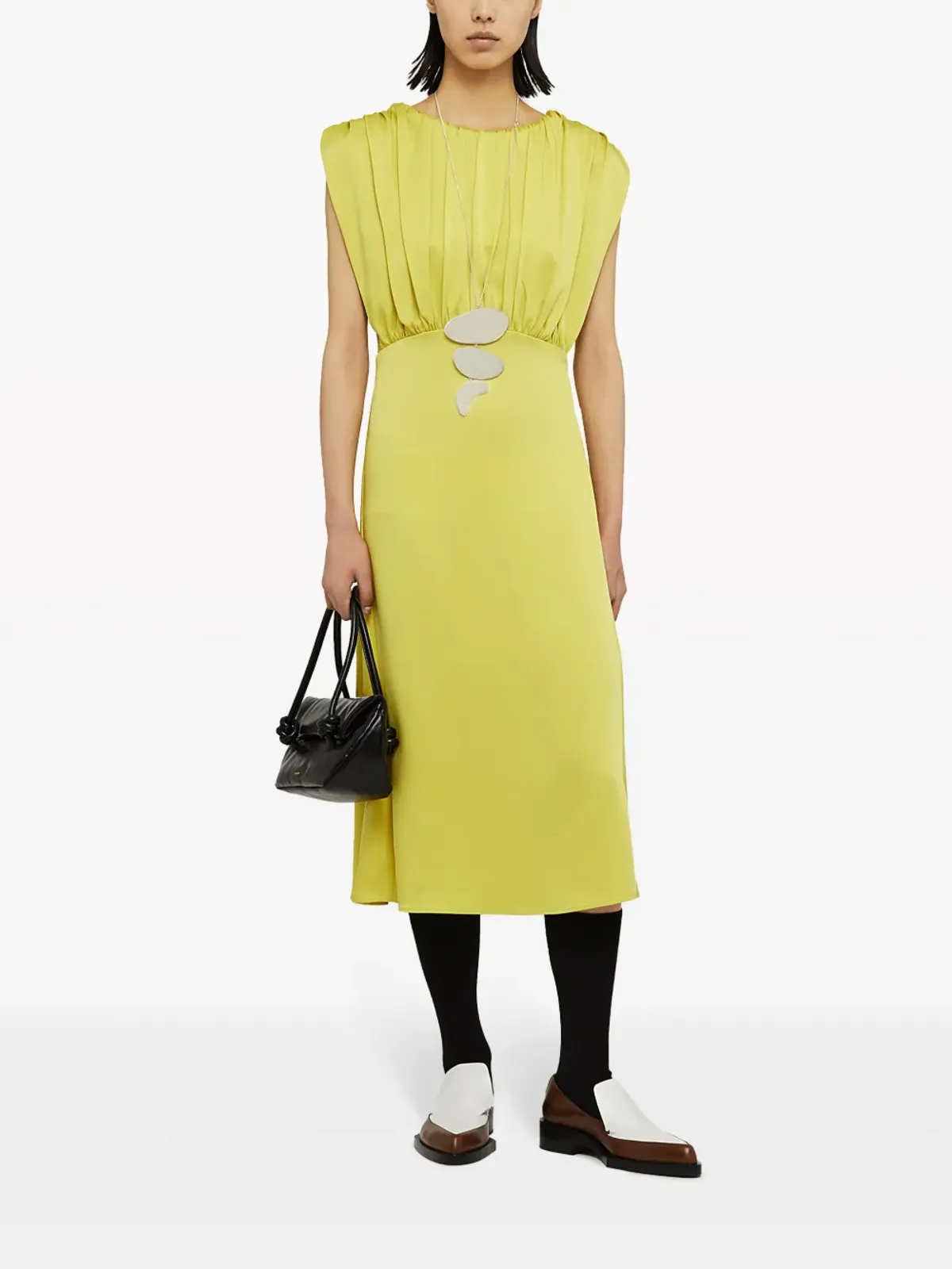 Jil Sander ギャザー入りノースリーブミディドレス - グリーン - 画像2