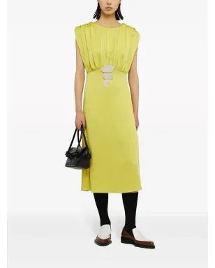 Jil Sander ギャザー入りノースリーブミディドレス - グリーン - サムネイル2