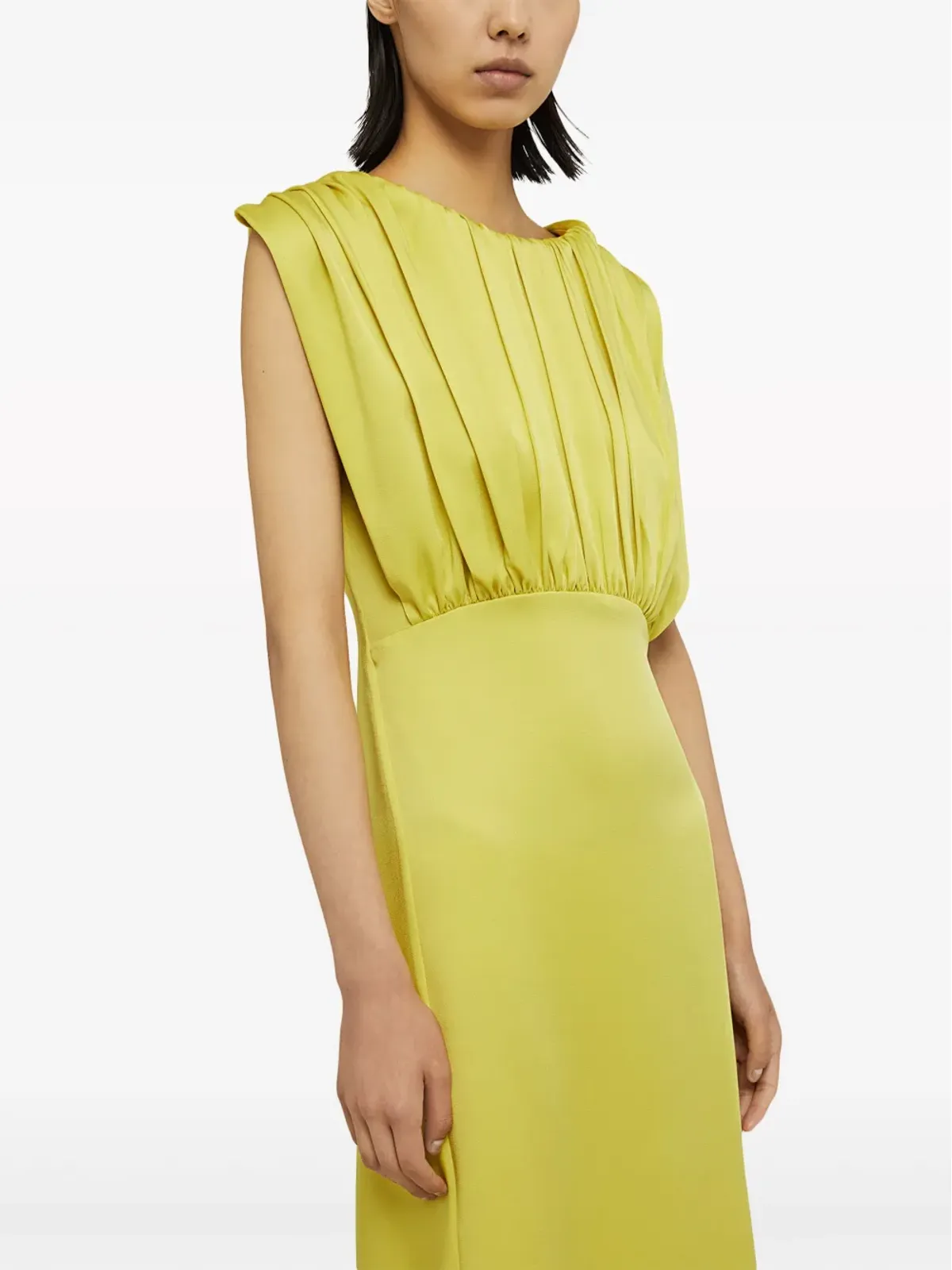 Jil Sander ギャザー入りノースリーブミディドレス - グリーン - 画像3
